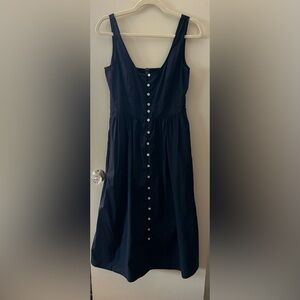 Navy J.Crew Button-Front Poplin Dress